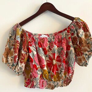 Petal & Pup Hart Floral Top | Puff Sleeve Crop Size US8 | Part of Matching Set